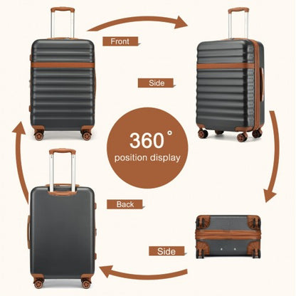 KSK2484 - Kono 24 Inch Expandable Lightweight Hard Shell ABS+PC Check-In Suitcase with TSA Lock Ideal for Extended Trips and Secure Travel - Grey And Brown