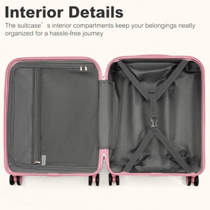 KSK2484 - Kono 20 Inch Stylish Lightweight Hard Shell ABS+PC Cabin Carry-On Suitcase with TSA Lock for Enhanced Security - Pink