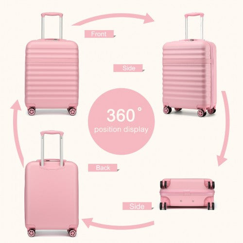 KSK2484 - Kono 20 Inch Stylish Lightweight Hard Shell ABS+PC Cabin Carry-On Suitcase with TSA Lock for Enhanced Security - Pink