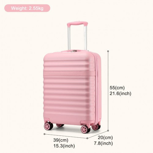 KSK2484 - Kono 20 Inch Stylish Lightweight Hard Shell ABS+PC Cabin Carry-On Suitcase with TSA Lock for Enhanced Security - Pink