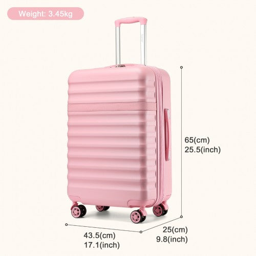 KSK2484 - Kono 24 Inch Expandable Lightweight Hard Shell ABS+PC Check-In Suitcase with TSA Lock Ideal for Extended Trips and Secure Travel - Pink