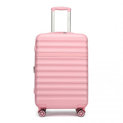 KSK2484 - Kono 24 Inch Expandable Lightweight Hard Shell ABS+PC Check-In Suitcase with TSA Lock Ideal for Extended Trips and Secure Travel - Pink