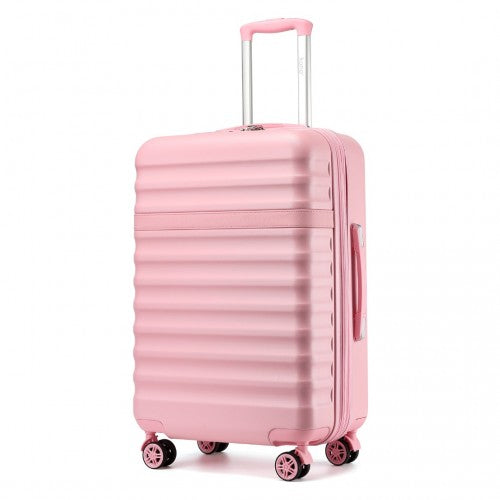 KSK2484 - Kono 24 Inch Expandable Lightweight Hard Shell ABS+PC Check-In Suitcase with TSA Lock Ideal for Extended Trips and Secure Travel - Pink