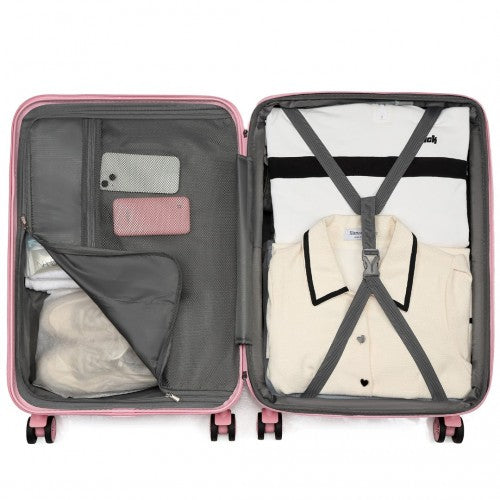 KSK2484 - Kono 28 Inch Expandable Lightweight Hard Shell ABS+PC Check-In Suitcase with TSA Lock Ideal for Extended Trips and Secure Travel - Pink