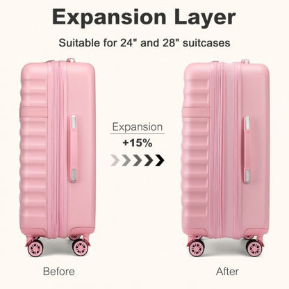 KSK2484 - Kono 24 Inch Expandable Lightweight Hard Shell ABS+PC Check-In Suitcase with TSA Lock Ideal for Extended Trips and Secure Travel - Pink