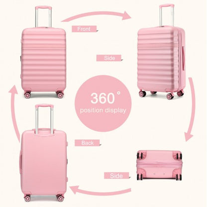 KSK2484 - Kono 24 Inch Expandable Lightweight Hard Shell ABS+PC Check-In Suitcase with TSA Lock Ideal for Extended Trips and Secure Travel - Pink