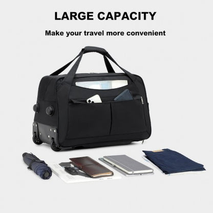 KSK2489 - Kono Durable Folding Travel Trolley Bag with Enhanced Features and Multi Compartment - Black