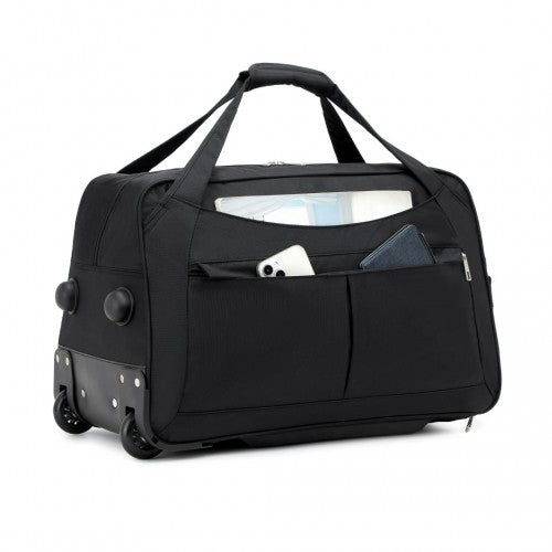 KSK2489 - Kono Durable Folding Travel Trolley Bag with Enhanced Features and Multi Compartment - Black