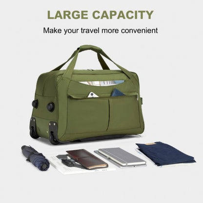 KSK2489 - Kono Durable Folding Travel Trolley Bag with Enhanced Features and Multi Compartment - Green