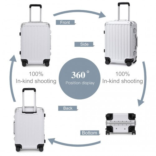 KSS2481 - Supercase Durable 20 Inch PC Hardshell Aluminum Frame Suitcase With TSA Lock - White