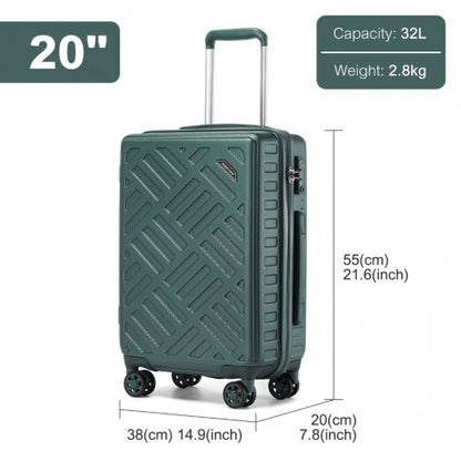 KSS2495 - Supercase 20 Inch Sleek Geometric Pattern Hard Shell ABS+PC Cabin Carry-On Suitcase with TSA Lock - Military Green