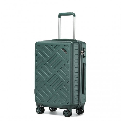 KSS2495 - Supercase 20 Inch Sleek Geometric Pattern Hard Shell ABS+PC Cabin Carry-On Suitcase with TSA Lock - Military Green