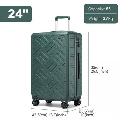 KSS2495 - Supercase 24 Inch Sleek Geometric Pattern Hard Shell ABS+PC Check-In Suitcase with TSA Lock for Effortless Travel - Military Green