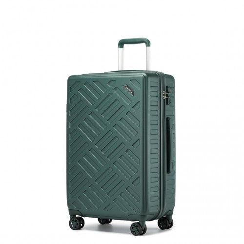 KSS2495 - Supercase 24 Inch Sleek Geometric Pattern Hard Shell ABS+PC Check-In Suitcase with TSA Lock for Effortless Travel - Military Green