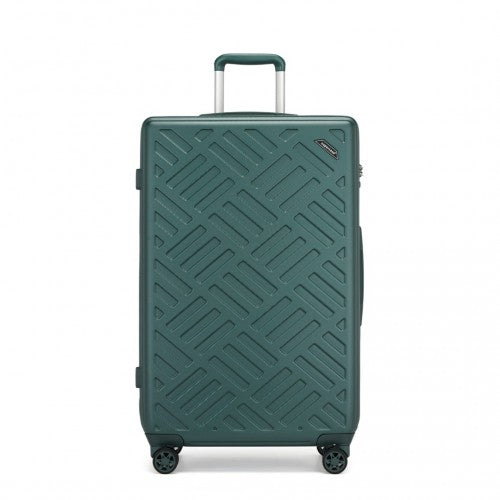 KSS2495 - Supercase 28 Inch Sleek Geometric Pattern Hard Shell ABS+PC Check-In Suitcase with TSA Lock for Effortless Travel - Military Green