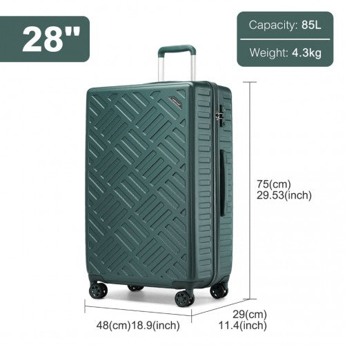 KSS2495 - Supercase 28 Inch Sleek Geometric Pattern Hard Shell ABS+PC Check-In Suitcase with TSA Lock for Effortless Travel - Military Green