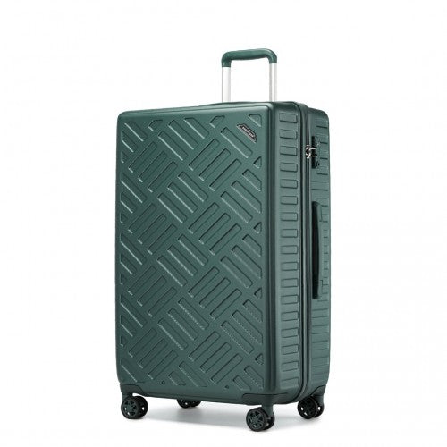 KSS2495 - Supercase 28 Inch Sleek Geometric Pattern Hard Shell ABS+PC Check-In Suitcase with TSA Lock for Effortless Travel - Military Green