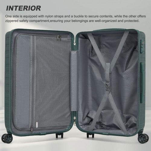 KSS2495 - Supercase 28 Inch Sleek Geometric Pattern Hard Shell ABS+PC Check-In Suitcase with TSA Lock for Effortless Travel - Military Green