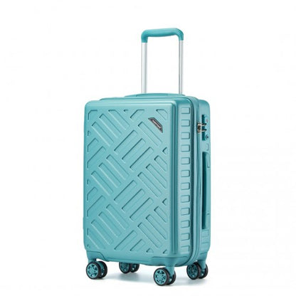 KSS2495 - Supercase 20 Inch Sleek Geometric Pattern Hard Shell ABS+PC Cabin Carry-On Suitcase with TSA Lock - Blue