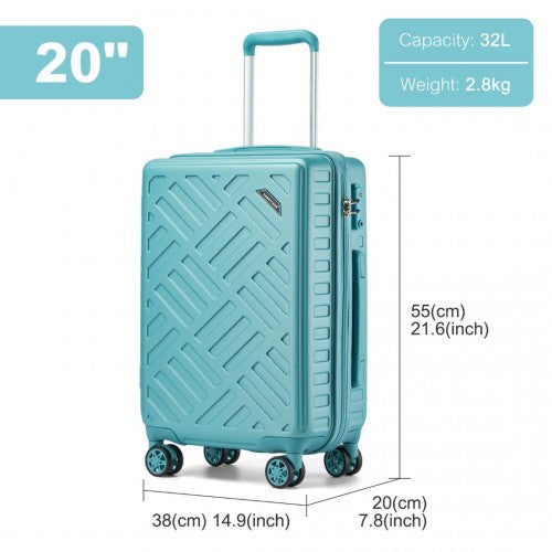 KSS2495 - Supercase 20 Inch Sleek Geometric Pattern Hard Shell ABS+PC Cabin Carry-On Suitcase with TSA Lock - Blue