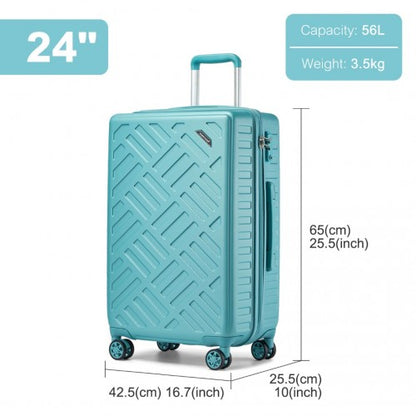 KSS2495 - Supercase 24 Inch Sleek Geometric Pattern Hard Shell ABS+PC Check-In Suitcase with TSA Lock for Effortless Travel - Blue