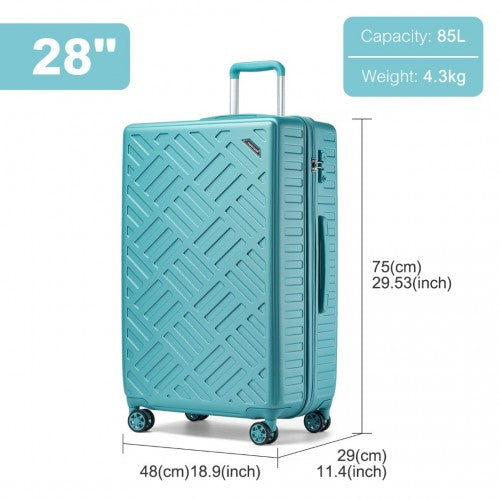 KSS2495 - Supercase 28 Inch Sleek Geometric Pattern Hard Shell ABS+PC Check-In Suitcase with TSA Lock for Effortless Travel - Blue