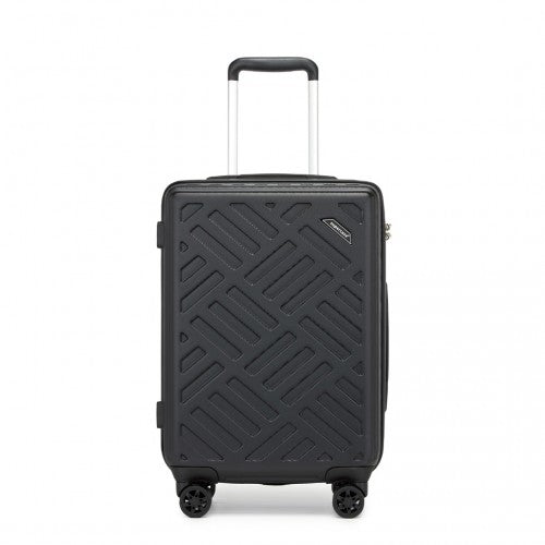 KSS2495 - Supercase 20 Inch Sleek Geometric Pattern Hard Shell ABS+PC Cabin Carry-On Suitcase with TSA Lock - Black