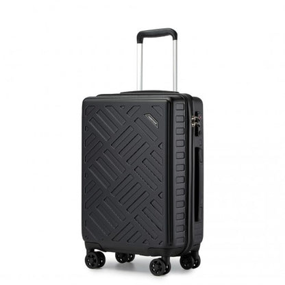 KSS2495 - Supercase 20 Inch Sleek Geometric Pattern Hard Shell ABS+PC Cabin Carry-On Suitcase with TSA Lock - Black