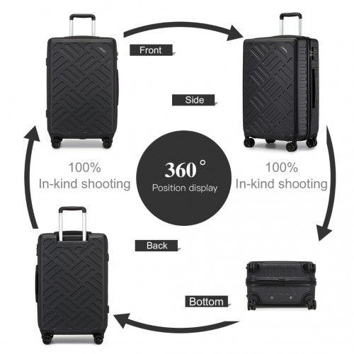 KSS2495 - Supercase 24 Inch Sleek Geometric Pattern Hard Shell ABS+PC Check-In Suitcase with TSA Lock for Effortless Travel - Black