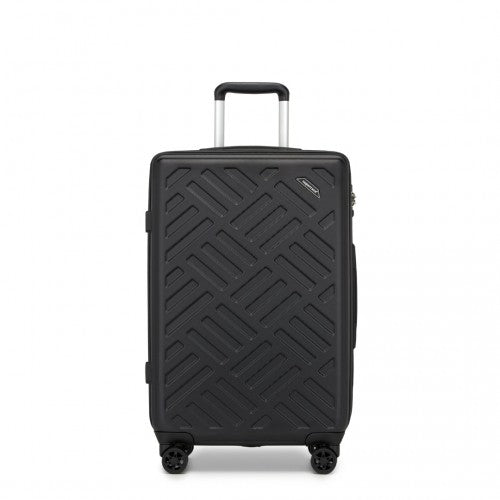 KSS2495 - Supercase 24 Inch Sleek Geometric Pattern Hard Shell ABS+PC Check-In Suitcase with TSA Lock for Effortless Travel - Black