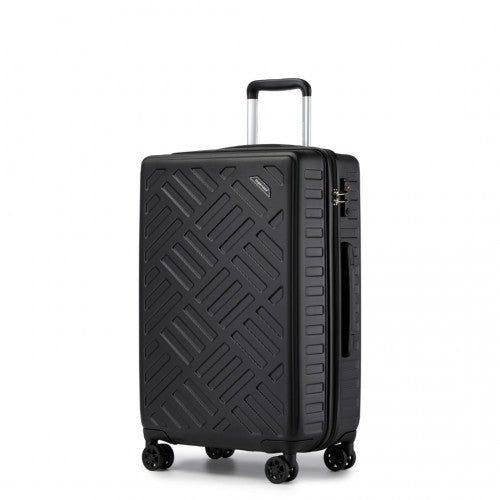 KSS2495 - Supercase 24 Inch Sleek Geometric Pattern Hard Shell ABS+PC Check-In Suitcase with TSA Lock for Effortless Travel - Black