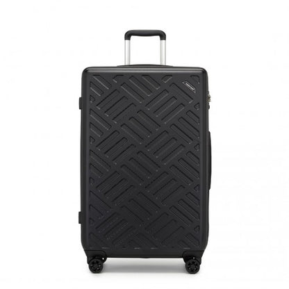 KSS2495 - Supercase 28 Inch Sleek Geometric Pattern Hard Shell ABS+PC Check-In Suitcase with TSA Lock for Effortless Travel - Black