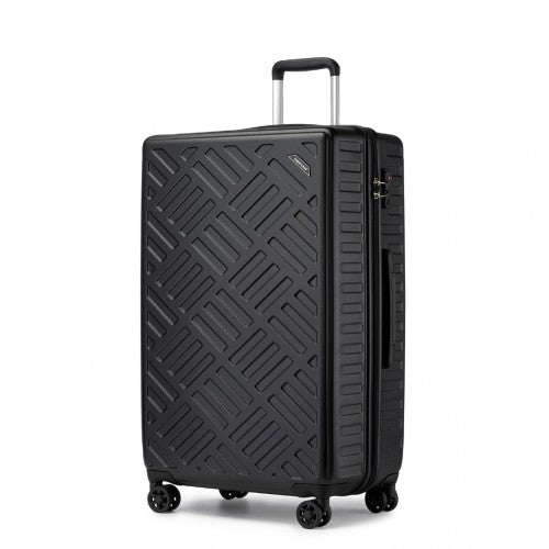 KSS2495 - Supercase 28 Inch Sleek Geometric Pattern Hard Shell ABS+PC Check-In Suitcase with TSA Lock for Effortless Travel - Black