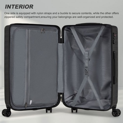 KSS2495 - Supercase 24 Inch Sleek Geometric Pattern Hard Shell ABS+PC Check-In Suitcase with TSA Lock for Effortless Travel - Black