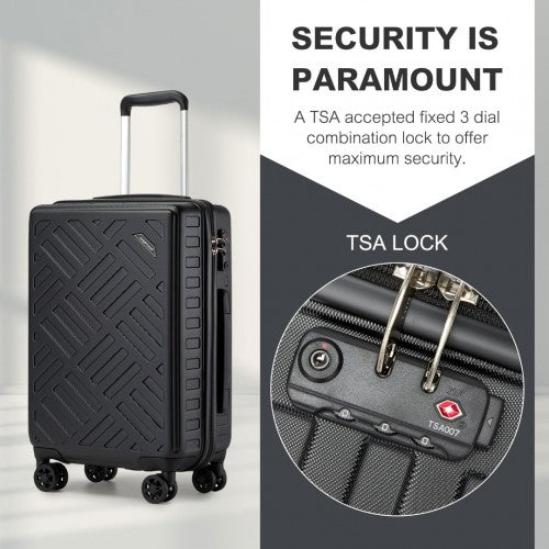 KSS2495 - Supercase 24 Inch Sleek Geometric Pattern Hard Shell ABS+PC Check-In Suitcase with TSA Lock for Effortless Travel - Black