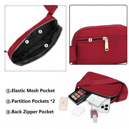 L2337 - Miss Lulu Lightweight Stylish Water-Resistant Casual Bum Bag - Burgundy