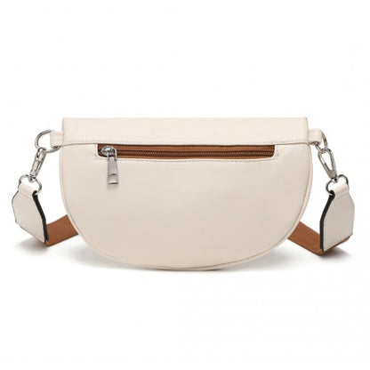 LB2307 - Miss Lulu Wide Strap Bum Bag Lightweight Adjustable Waist Bag - Beige And Brown