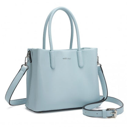 LB2367 - Miss Lulu Stylish PU Leather Handbag With Multi-Compartment Design - Blue