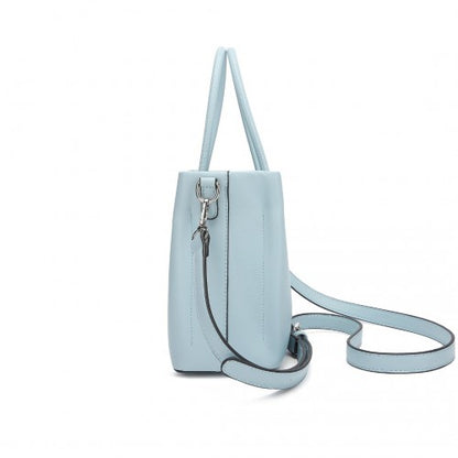 LB2367 - Miss Lulu Stylish PU Leather Handbag With Multi-Compartment Design - Blue