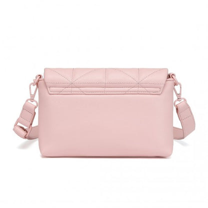 LG2318 - Miss Lulu Chic Quilted Shoulder Bag With Chain Strap - Pink