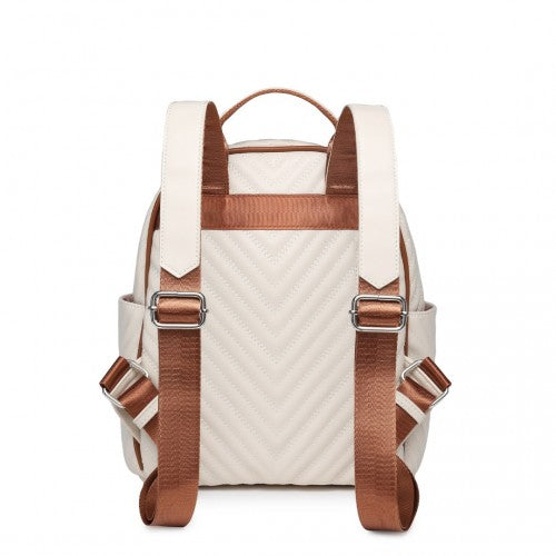 LG2323 - Miss Lulu Water-resistant Chic PU Leather Backpack - Beige And Brown