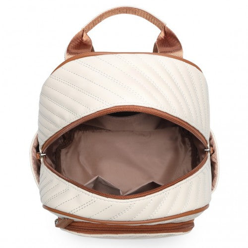 LG2323 - Miss Lulu Water-resistant Chic PU Leather Backpack - Beige And Brown