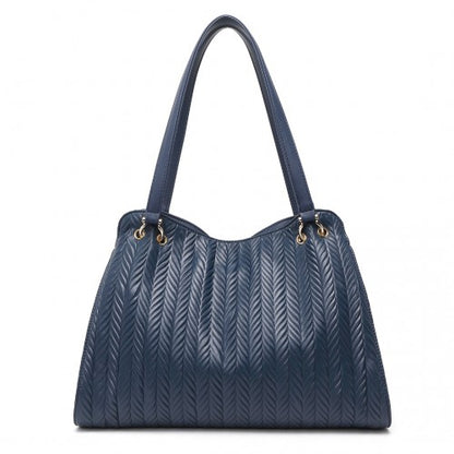 Easy Luggage LG2339 - Miss Lulu Chic Embossed Tote With Tassel Detail And Card Pouch - Navy