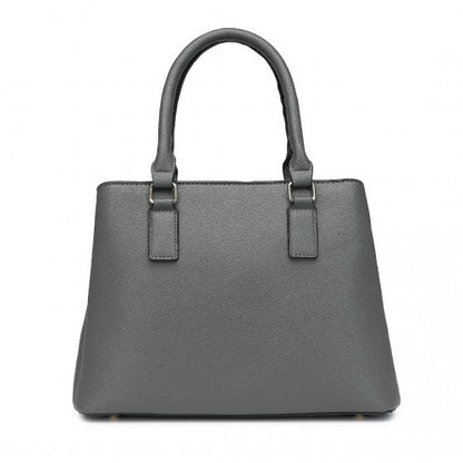 LT2352 - Miss Lulu Modern Elegance PU Leather Lady's Tote - Grey And Pink