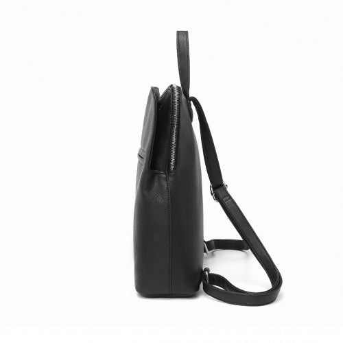 LT2354 - Miss Lulu Chic Minimalist PU Leather Backpack - Black