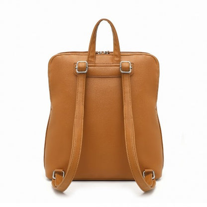 LT2354 - Miss Lulu Chic Minimalist PU Leather Backpack - Brown