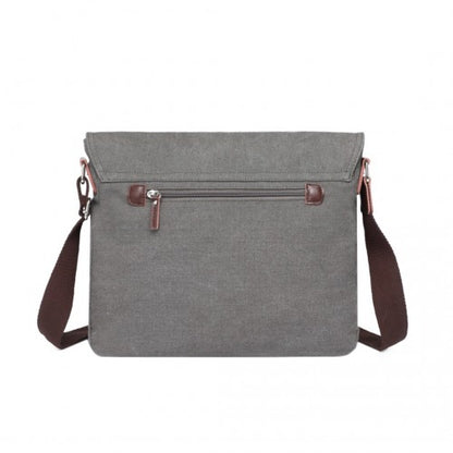 MSK2421 - Kono Durable Canvas Crossbody Bag with Velcro Flap Closure For Everyday Use - Grey