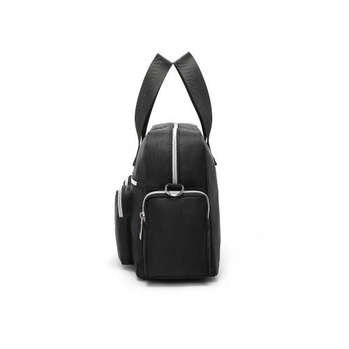 MSK2434 - Kono Versatile Multi-Pocket Travel Bag with Adjustable Detachable Strap - Black