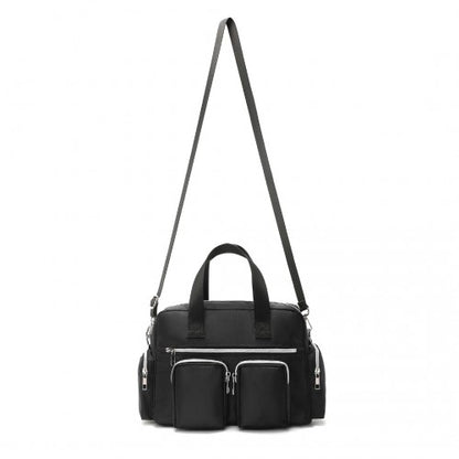 MSK2434 - Kono Versatile Multi-Pocket Travel Bag with Adjustable Detachable Strap - Black