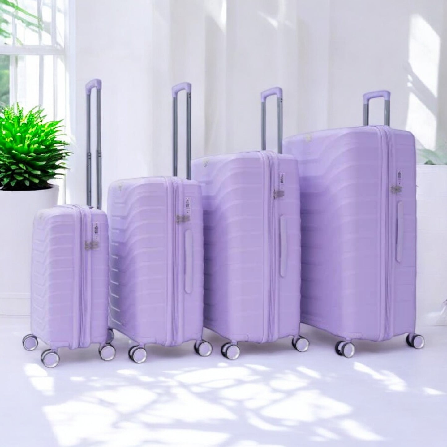 Eagle Verona 3-Piece Expandable Luggage Set - PP Material ,TSA Lock  360 Spinner Wheels - Purple